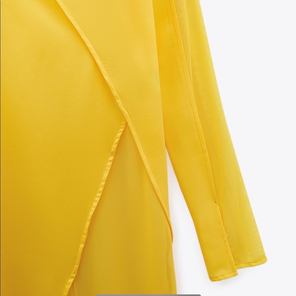 Zara asymmetric gauze flowy yellow dress - Picture 7 of 15
